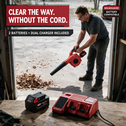 Clearing debris in a workshop – Milwaukee-compatible