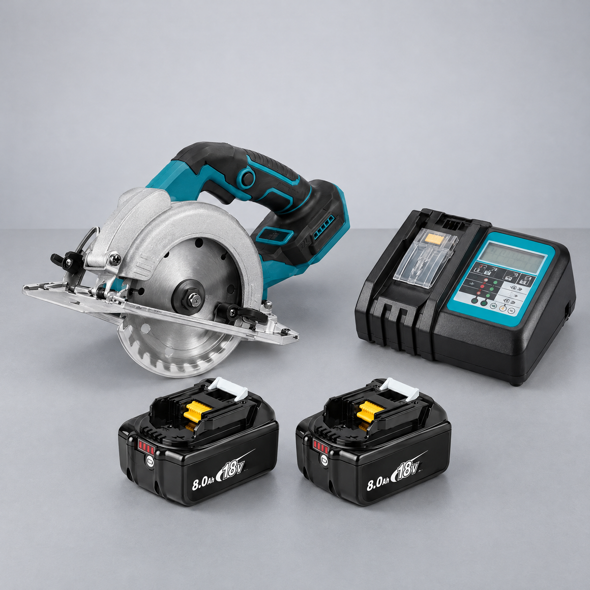 Circular saw with 2 batteries and charger – Makita-compatible
