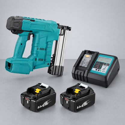 Nail gun with 2 batteries and charger – Makita-compatible