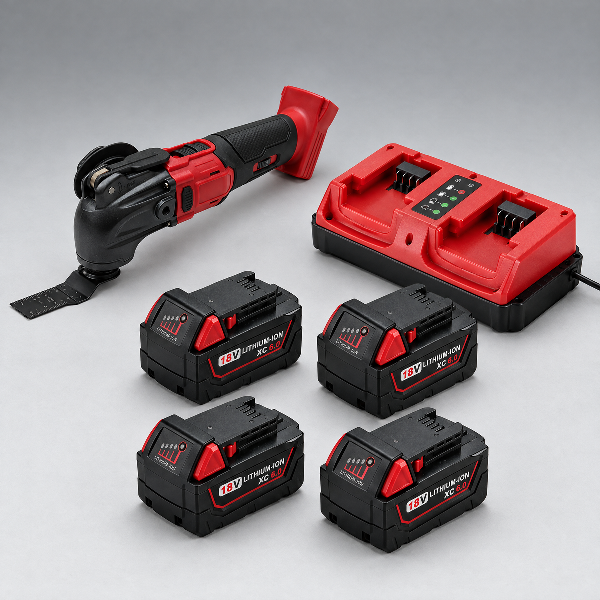 Multi-tool with 4 batteries and dual charger – Milwaukee-compatible