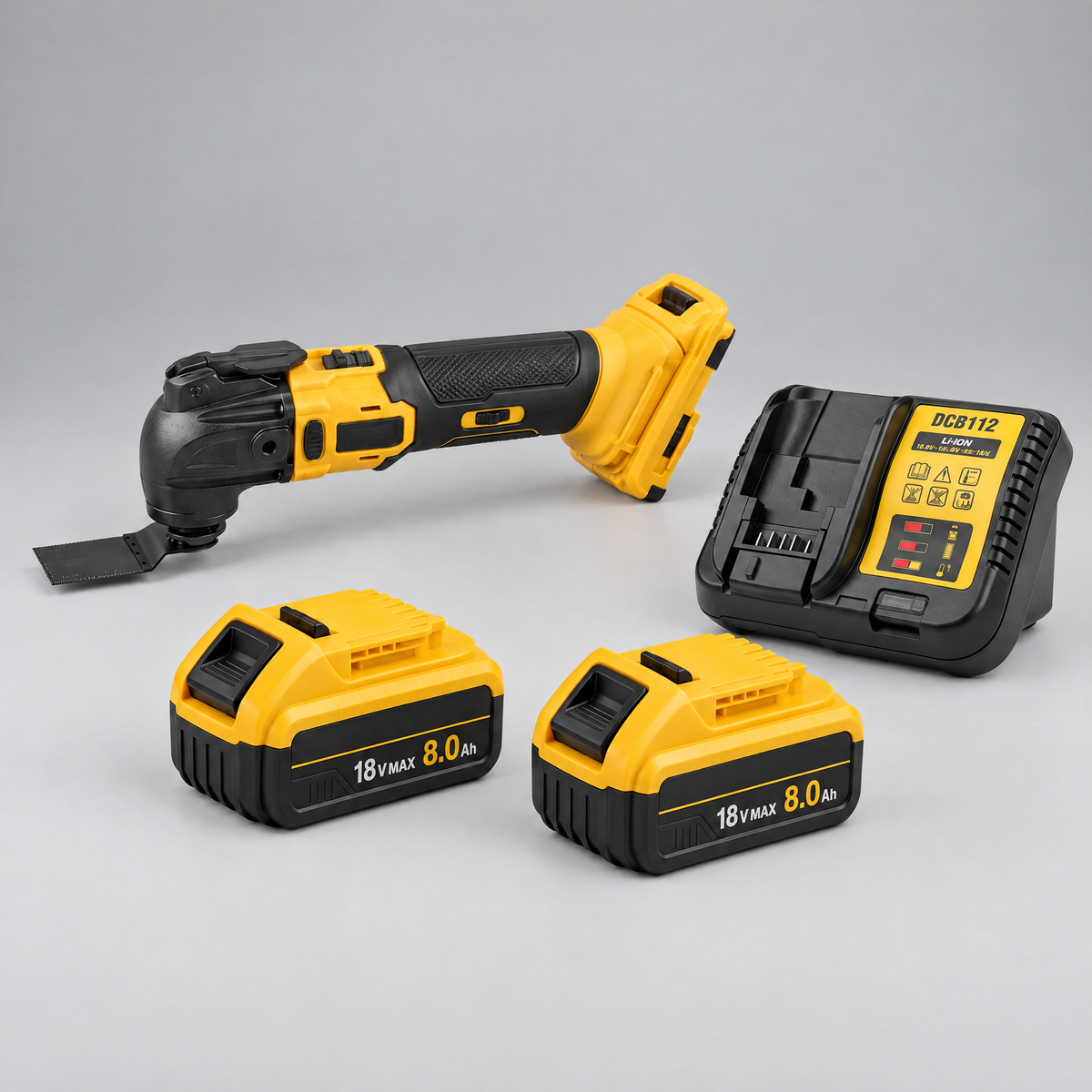 Multi-tool with 2 batteries and charger – DeWalt-compatible