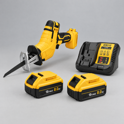 Cutting saw with 2 batteries and charger – DeWalt-compatible
