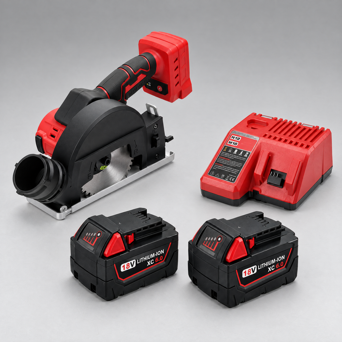 Circular saw with 2 batteries and charger – Milwaukee-compatible