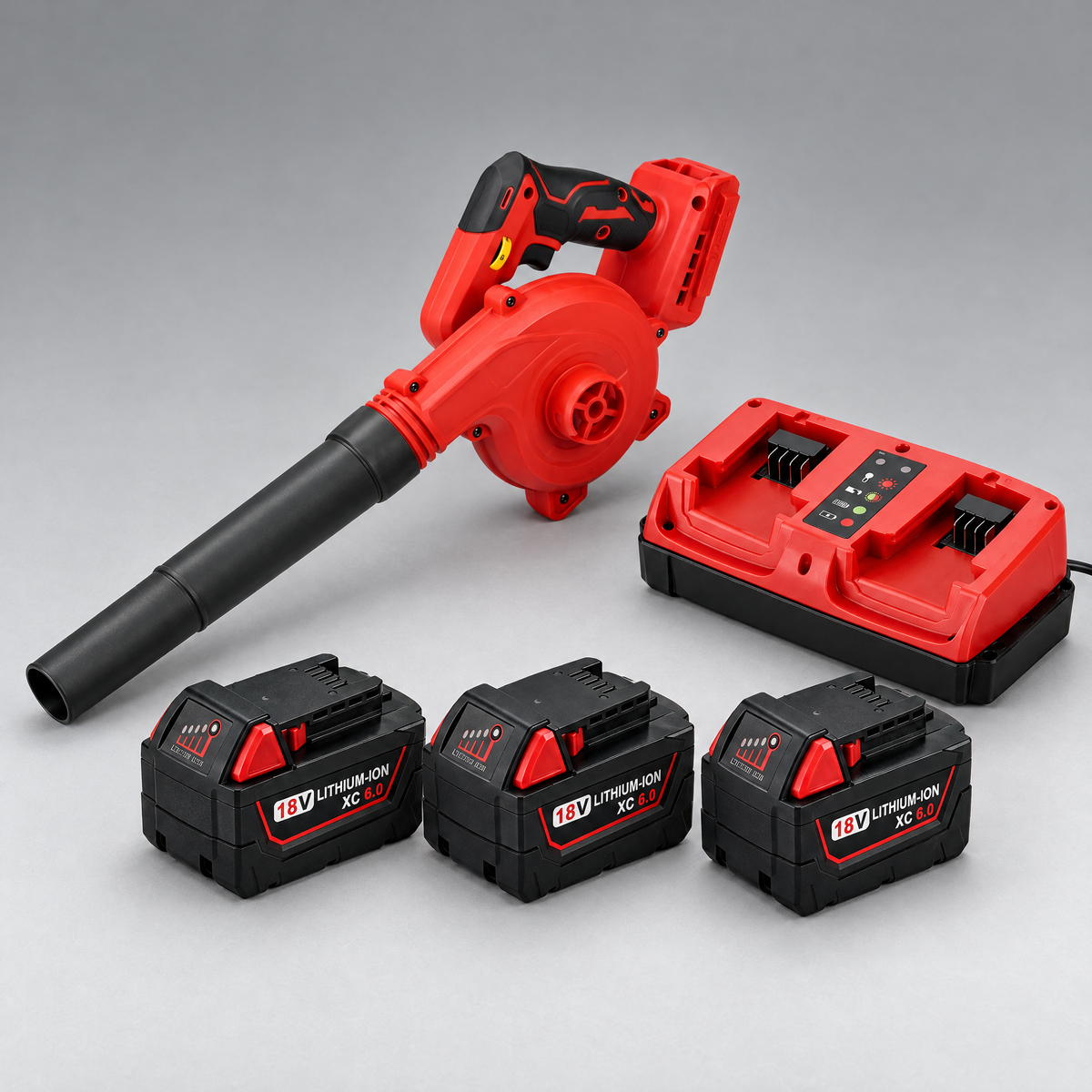 Blower with 3 batteries and dual charger – Milwaukee-compatible