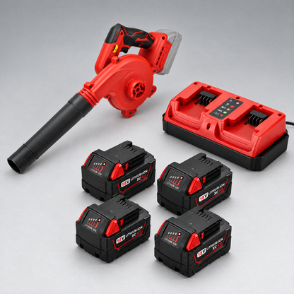Blower with 4 batteries and dual charger – Milwaukee-compatible