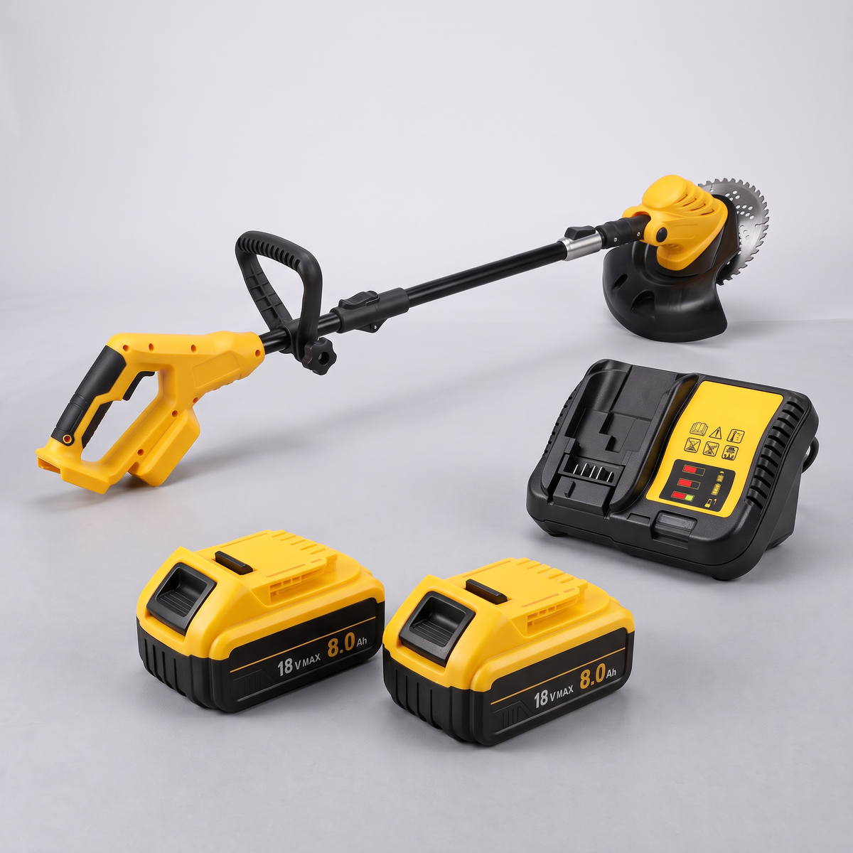 Grass Trimmer with 2 batteries and charger – DeWalt-compatible