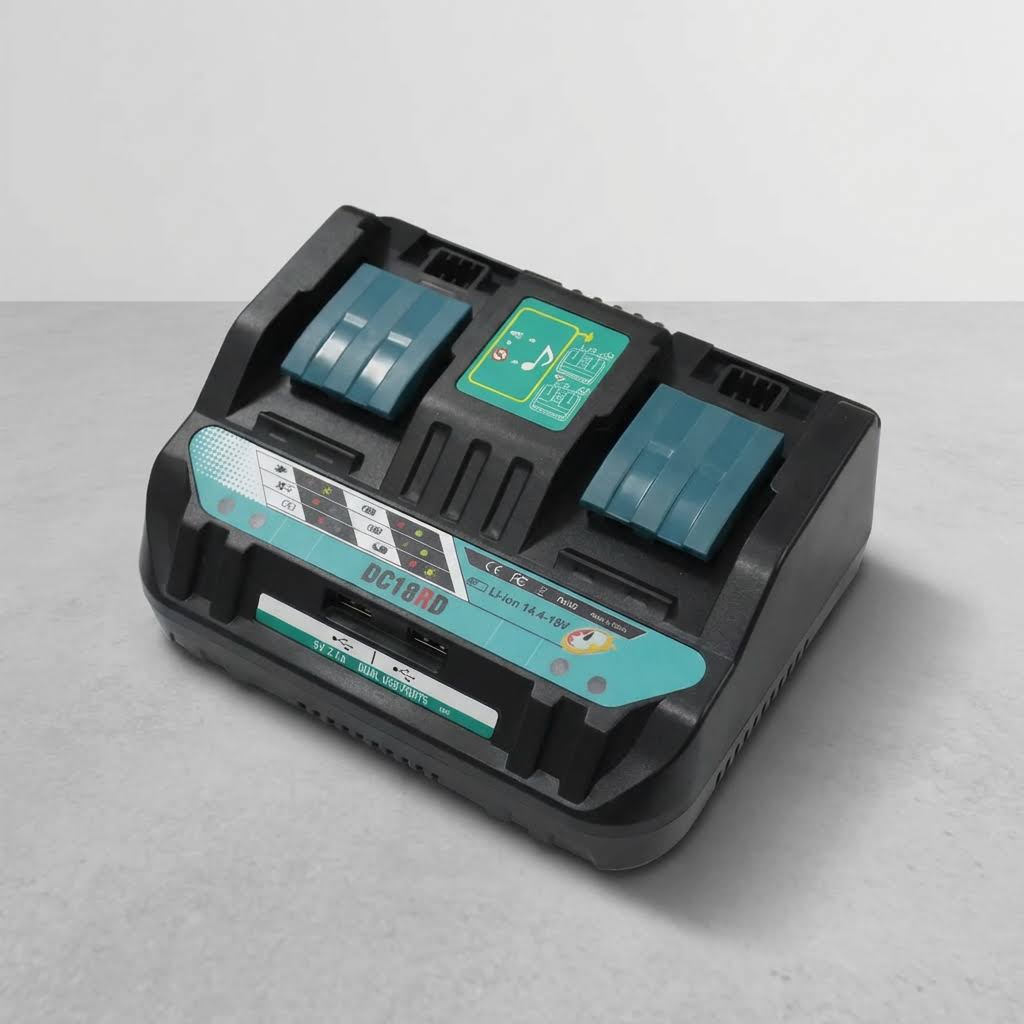 Dual-Port Rapid Battery Charger for Makita 14.4-18V Lithium Batteries DC18RD