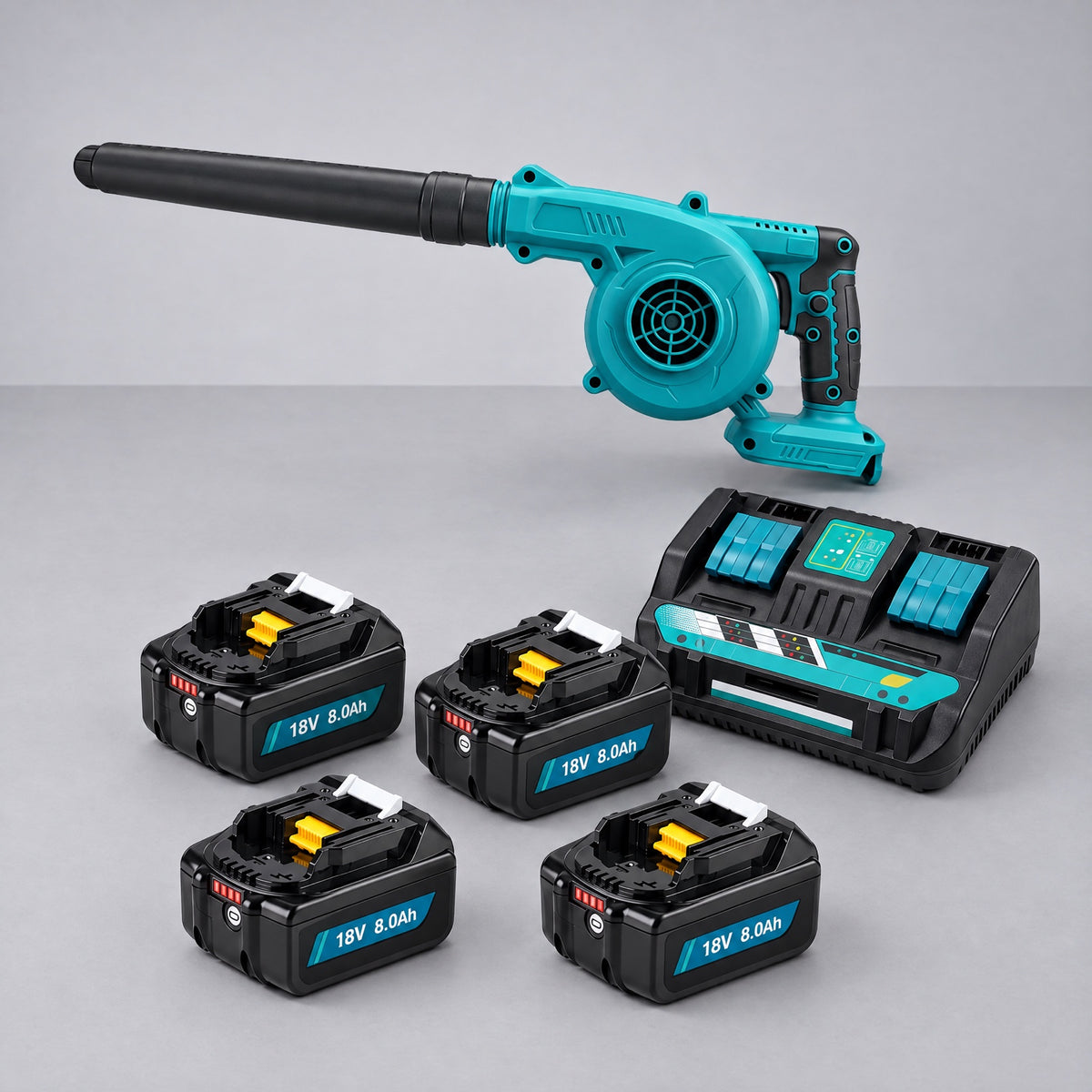 Makita Compatible 2-in-1 Cordless Leaf Blower & Vacuum – 4-battery kit with dual charger