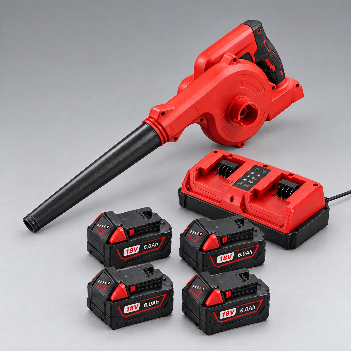 Milwaukee Compatible 2-in-1 Cordless Leaf Blower & Vacuum – 4-battery kit with dual charger