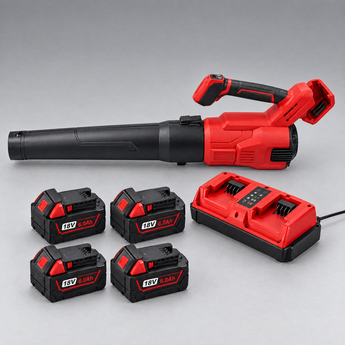 Milwaukee Compatible Heavy-Duty Brushless Leaf Blower – 4-battery kit with dual charger