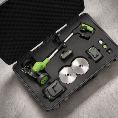 Cordless grass trimmer kit in carry case – Makita-compatible