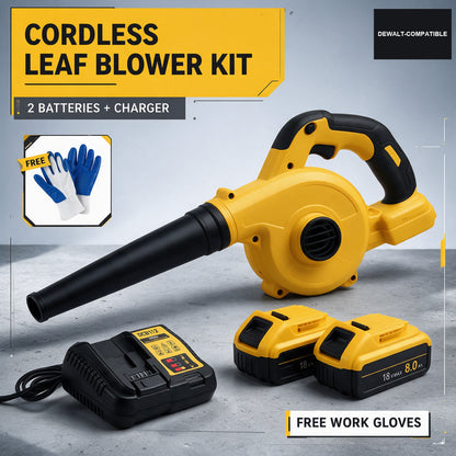 DeWalt-compatible blower kit with 2 batteries and charger