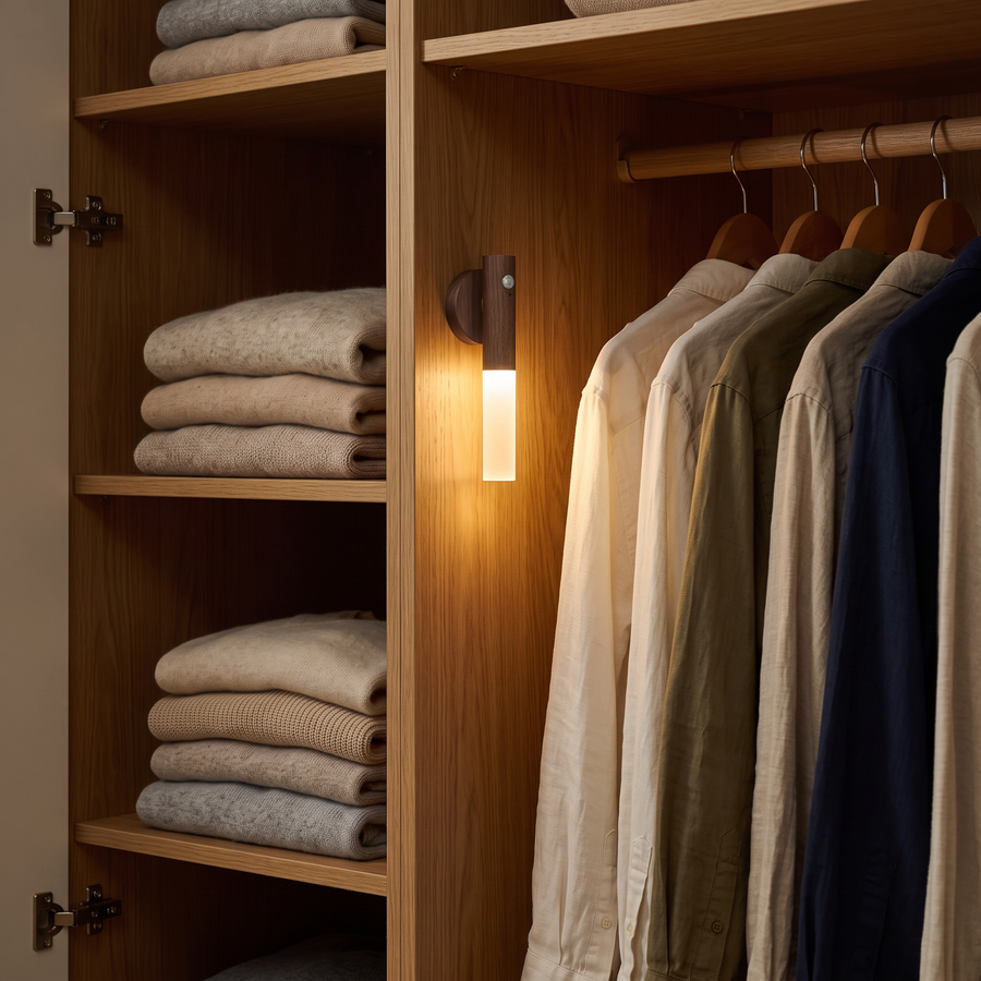 Light mounted inside a wardrobe