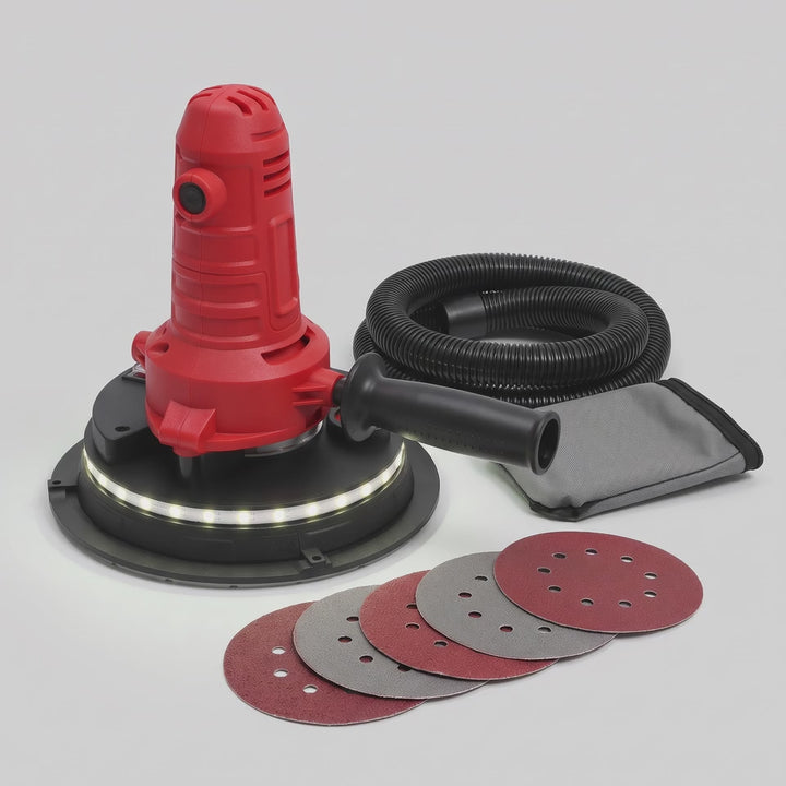 Handheld drywall sander kit: sander, hose, dust bag and papers