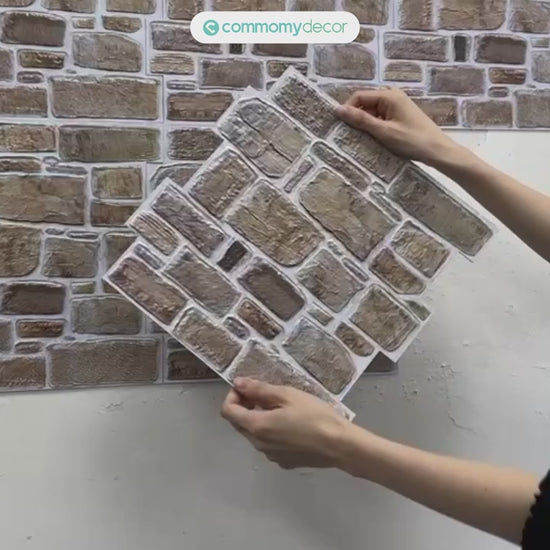3D Faux Stone Self-Adhesive Wall Panels 10-Pack 9.7sqft Vintage Style