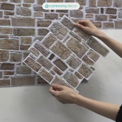 3D Faux Stone Self-Adhesive Wall Panels 10-Pack 9.7sqft Vintage Style