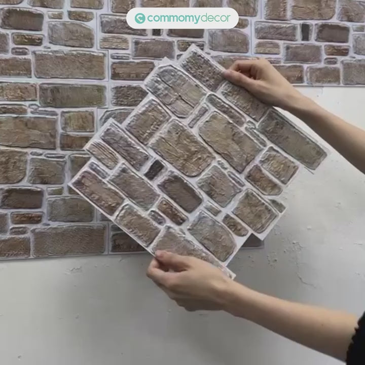 3D Faux Stone Self-Adhesive Wall Panels 10-Pack 9.7sqft Vintage Style
